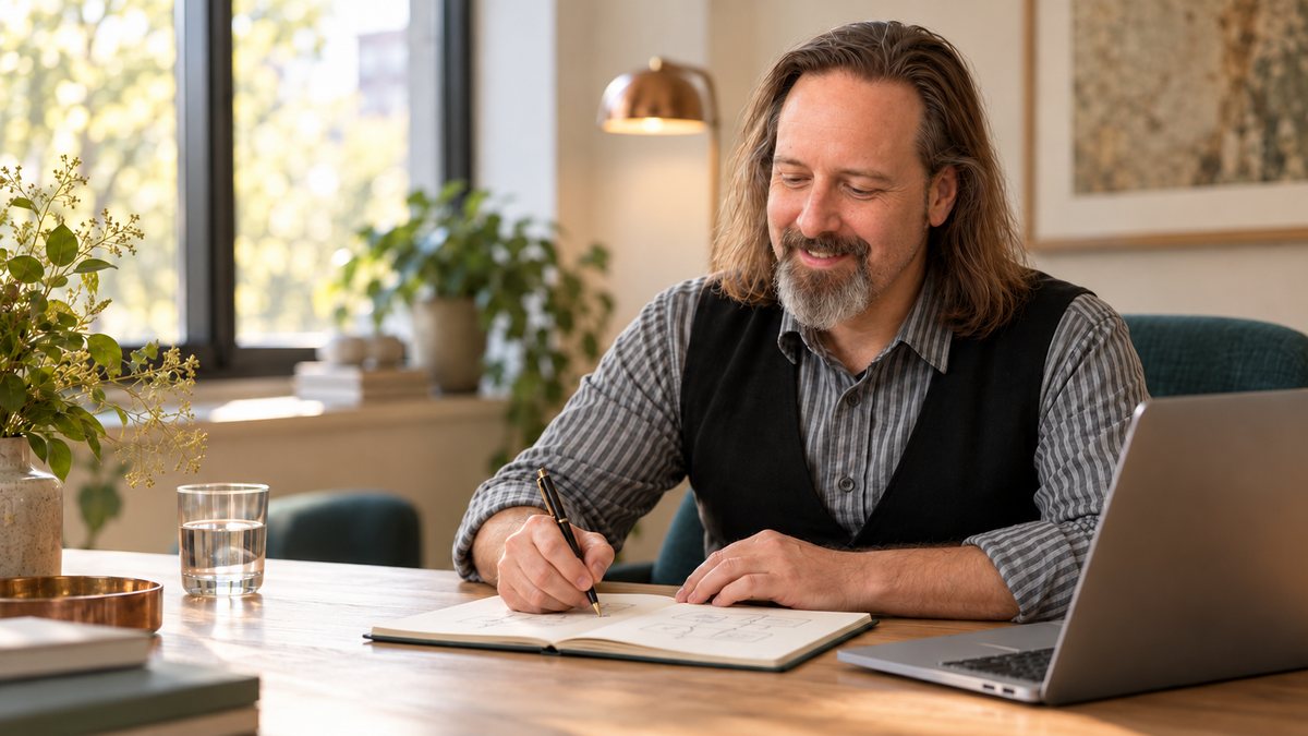 Thomas Philipp beantwortet Anfragen in seiner Praxis in Basel